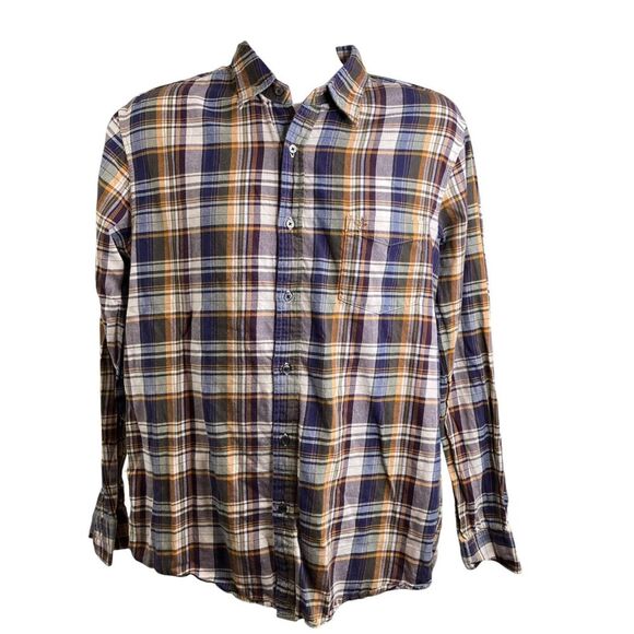 AG Shirts Men's Cotton Multicolor Plaid Button-Up Top Size L Preppy Lightweight - Picture 1 of 13